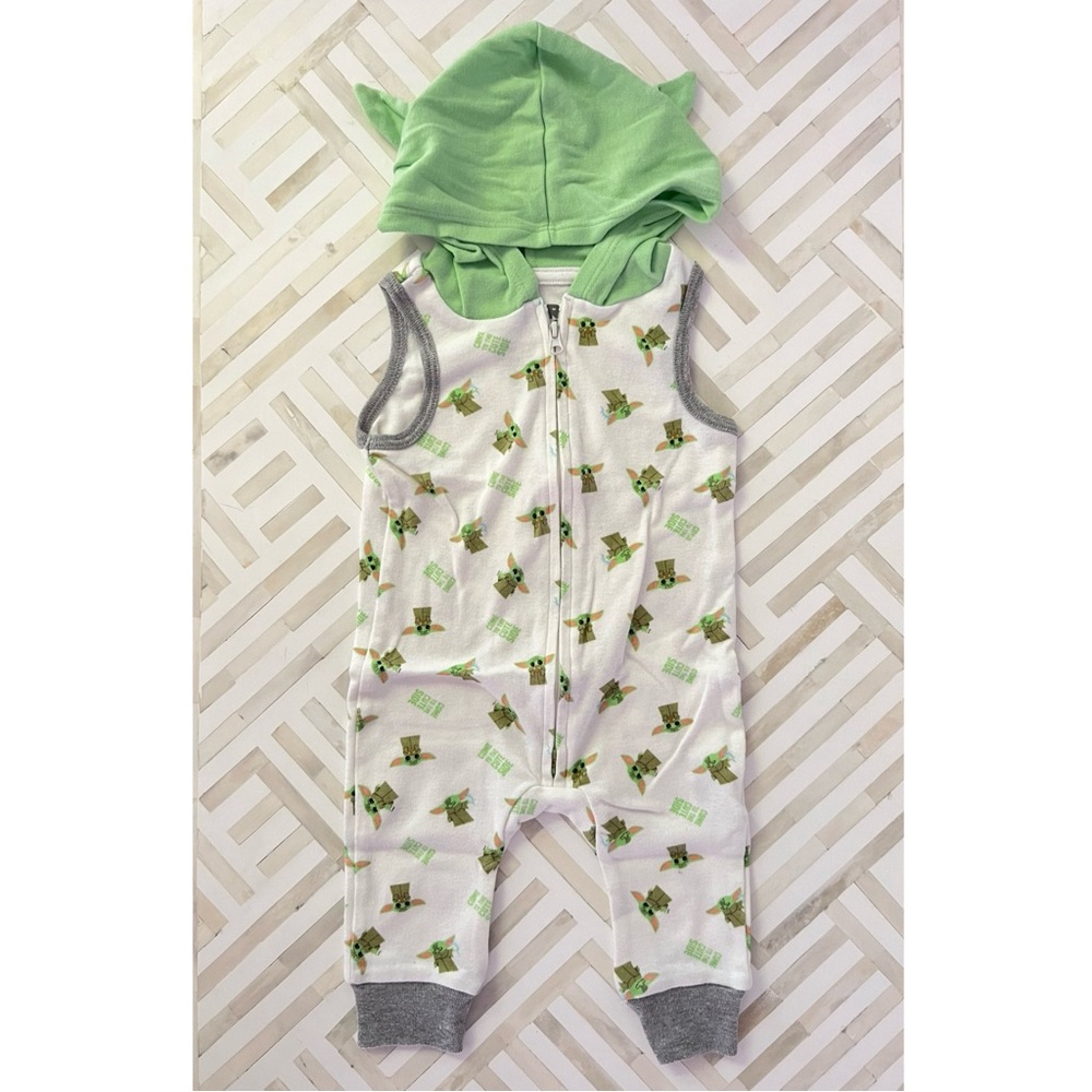 Star Wars Baby Yoda Ears Hooded Romper, 3-6mo